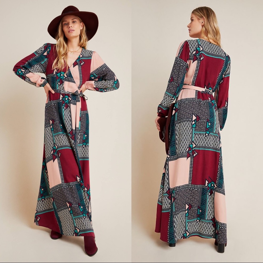 ANTHROPOLOGIE Virginia Wrap Maxi Dress size XS